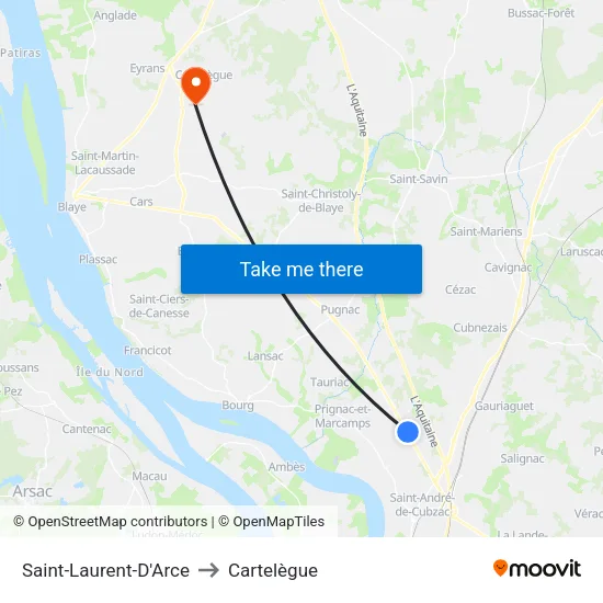 Saint-Laurent-D'Arce to Cartelègue map