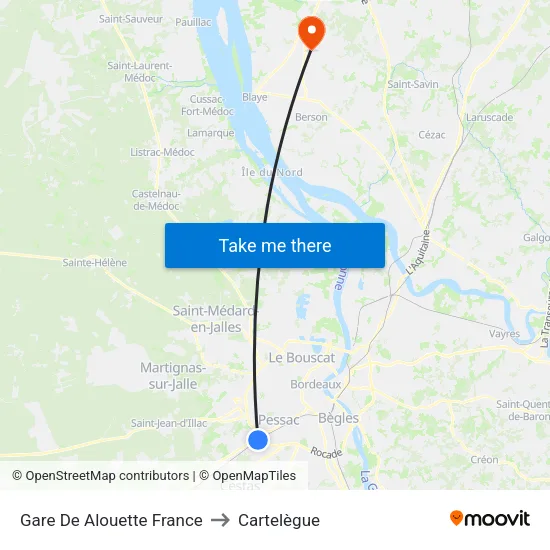 Gare De Alouette France to Cartelègue map