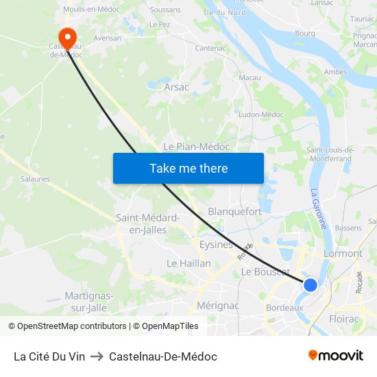 La Cité Du Vin to Castelnau-De-Médoc map