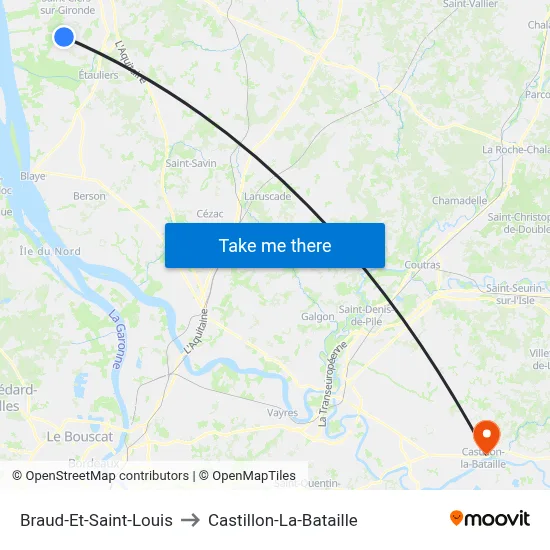 Braud-Et-Saint-Louis to Castillon-La-Bataille map