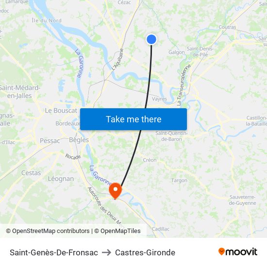 Saint-Genès-De-Fronsac to Castres-Gironde map