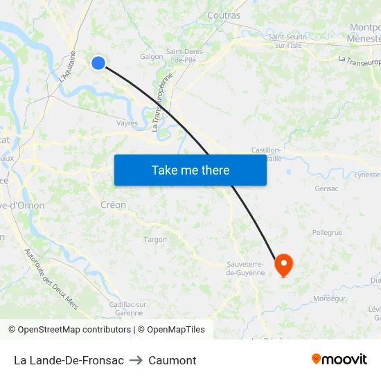 La Lande-De-Fronsac to Caumont map