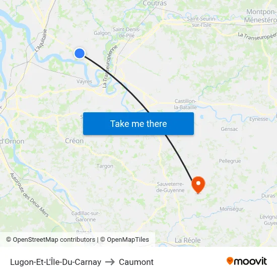 Lugon-Et-L'Île-Du-Carnay to Caumont map