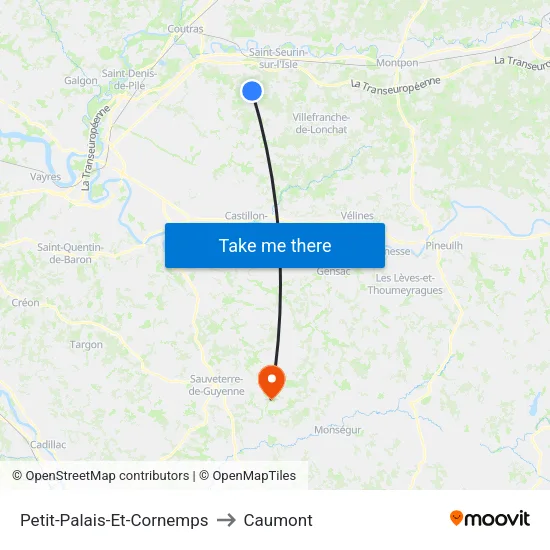 Petit-Palais-Et-Cornemps to Caumont map
