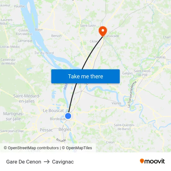 Gare De Cenon to Cavignac map