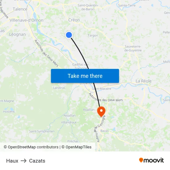 Haux to Cazats map