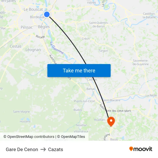 Gare De Cenon to Cazats map