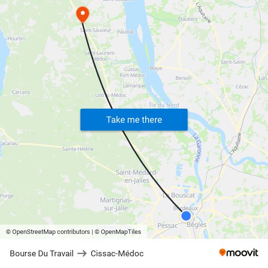 Bourse Du Travail to Cissac-Médoc map