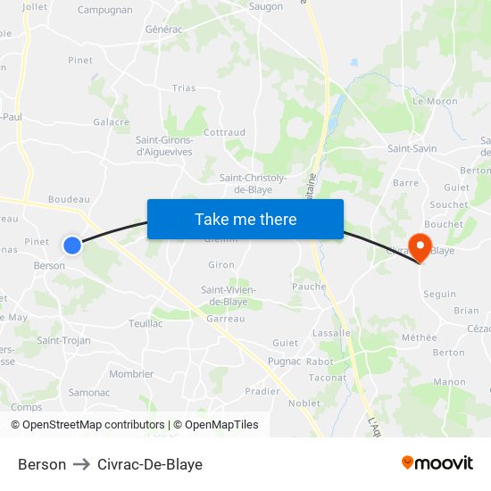 Berson to Civrac-De-Blaye map