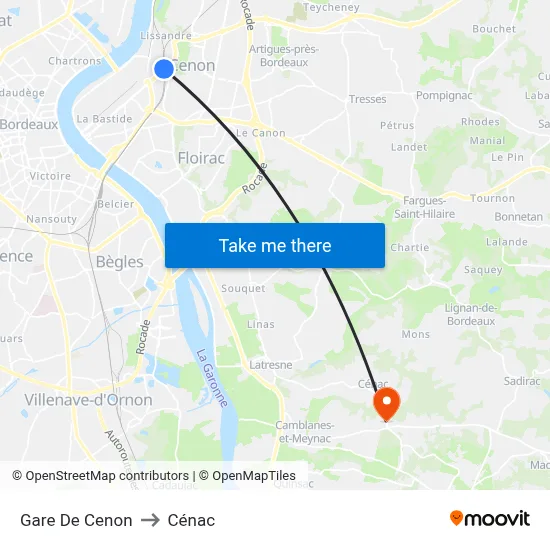 Gare De Cenon to Cénac map