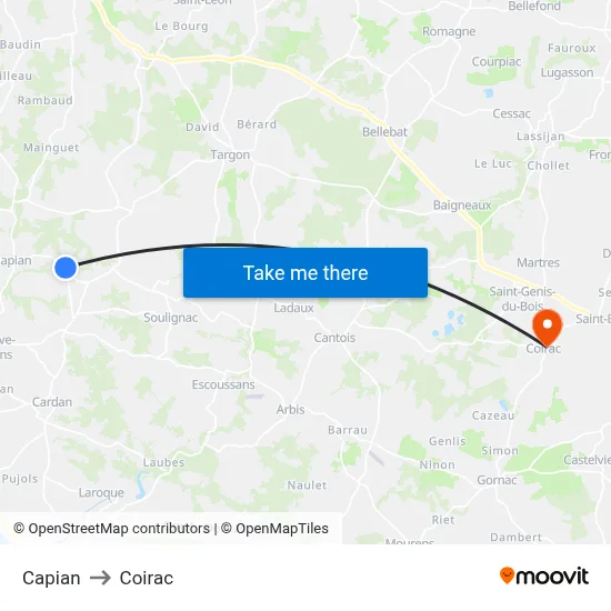 Capian to Coirac map