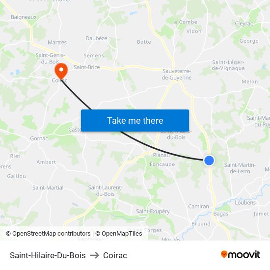 Saint-Hilaire-Du-Bois to Coirac map