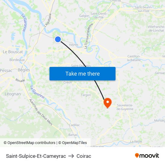 Saint-Sulpice-Et-Cameyrac to Coirac map
