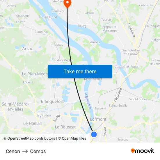 Cenon to Comps map