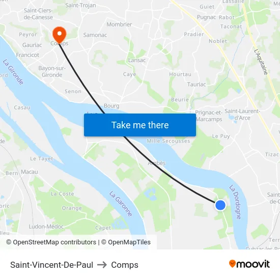 Saint-Vincent-De-Paul to Comps map