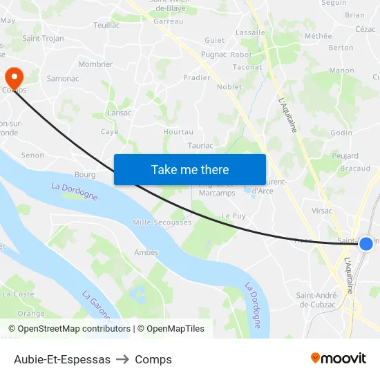 Aubie-Et-Espessas to Comps map