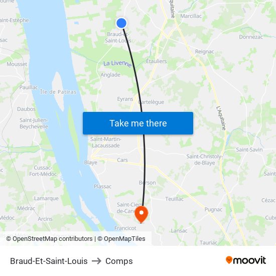 Braud-Et-Saint-Louis to Comps map