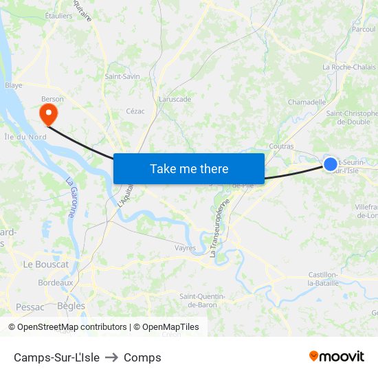 Camps-Sur-L'Isle to Comps map