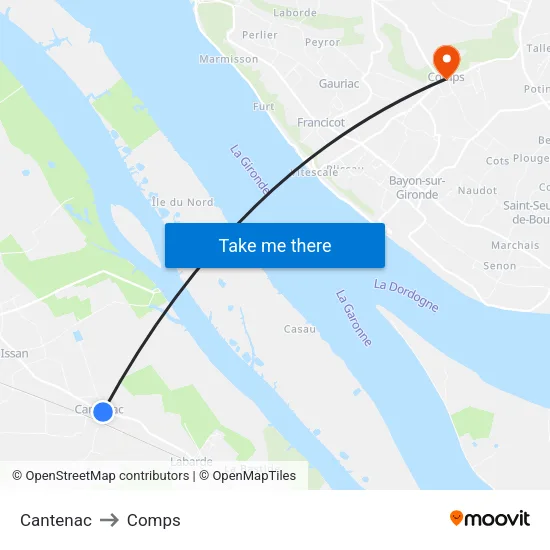 Cantenac to Comps map