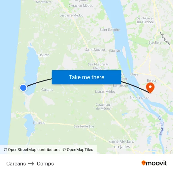 Carcans to Comps map