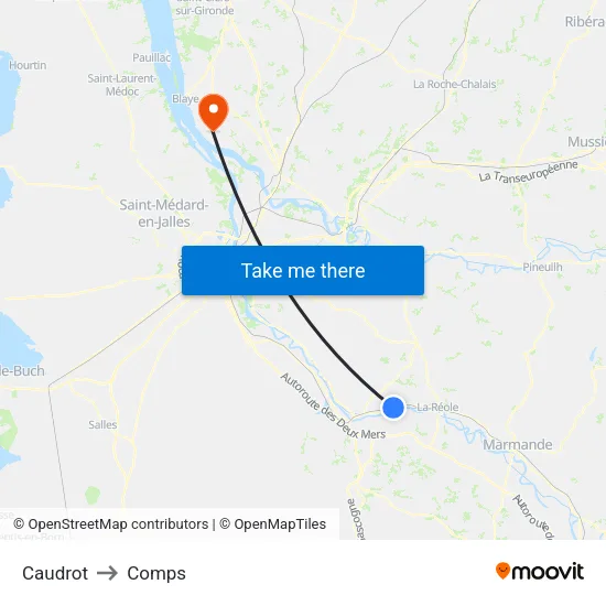 Caudrot to Comps map