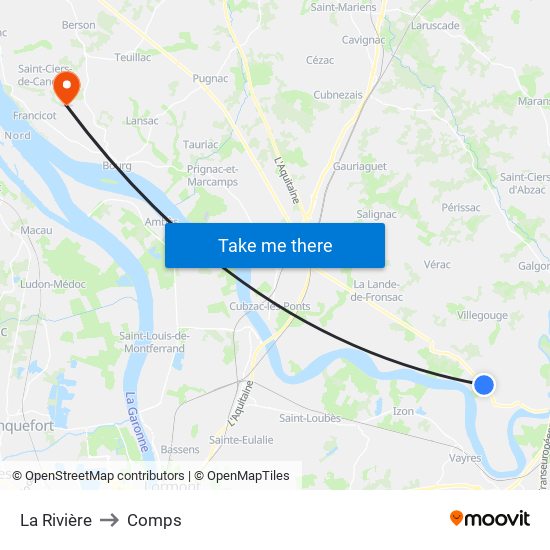 La Rivière to Comps map