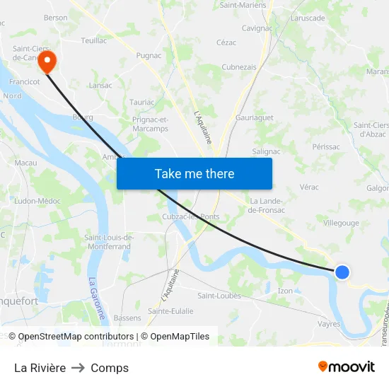 La Rivière to Comps map