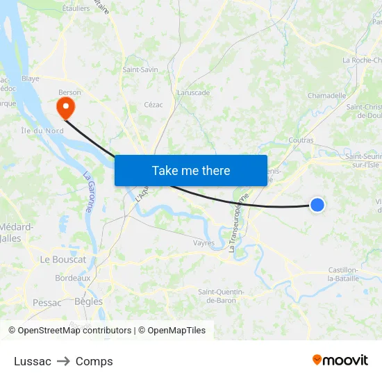 Lussac to Comps map