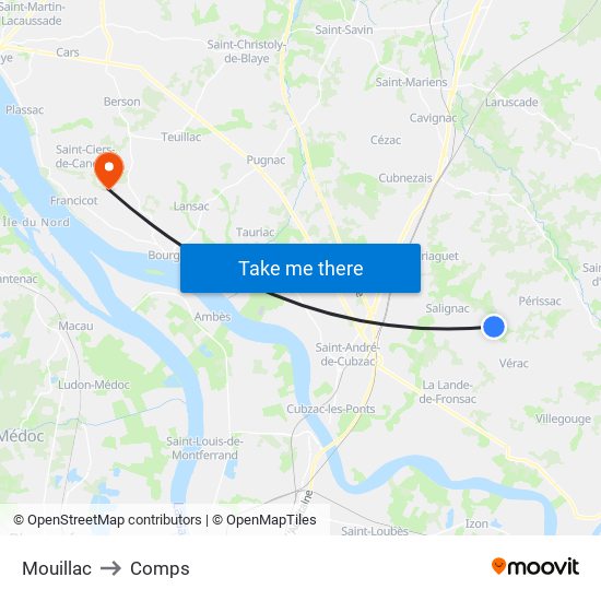 Mouillac to Comps map