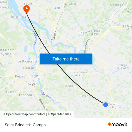 Saint-Brice to Comps map