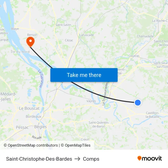 Saint-Christophe-Des-Bardes to Comps map