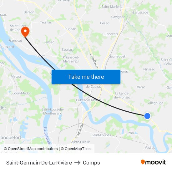 Saint-Germain-De-La-Rivière to Comps map