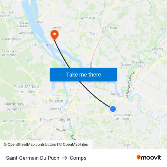 Saint-Germain-Du-Puch to Comps map