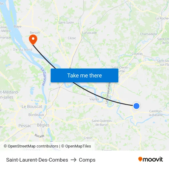 Saint-Laurent-Des-Combes to Comps map