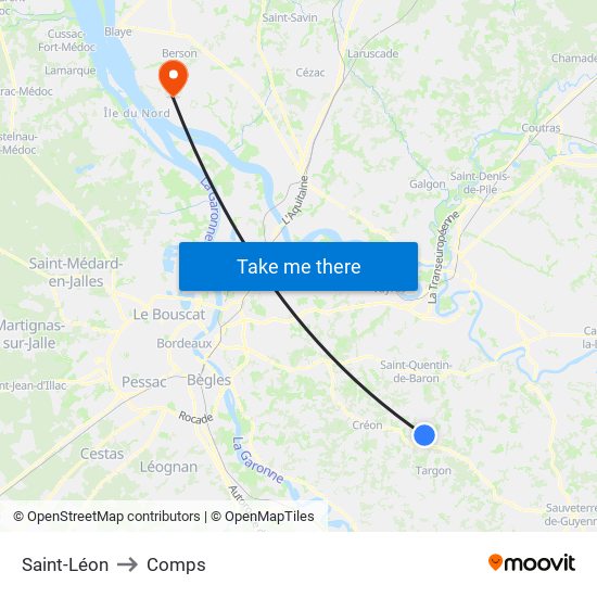 Saint-Léon to Comps map