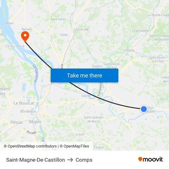 Saint-Magne-De-Castillon to Comps map