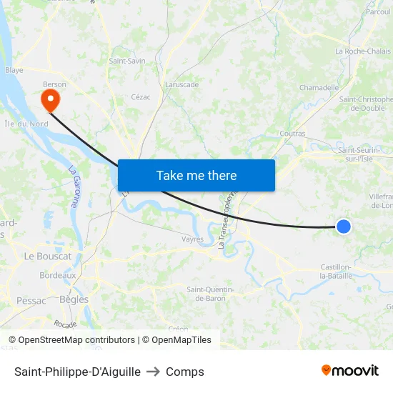 Saint-Philippe-D'Aiguille to Comps map
