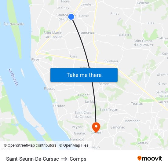 Saint-Seurin-De-Cursac to Comps map