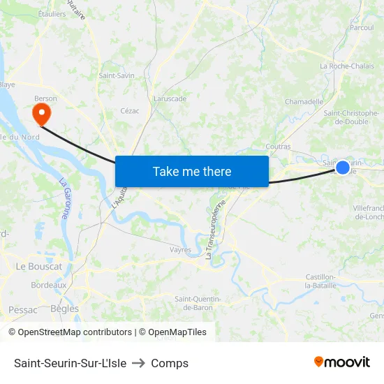 Saint-Seurin-Sur-L'Isle to Comps map