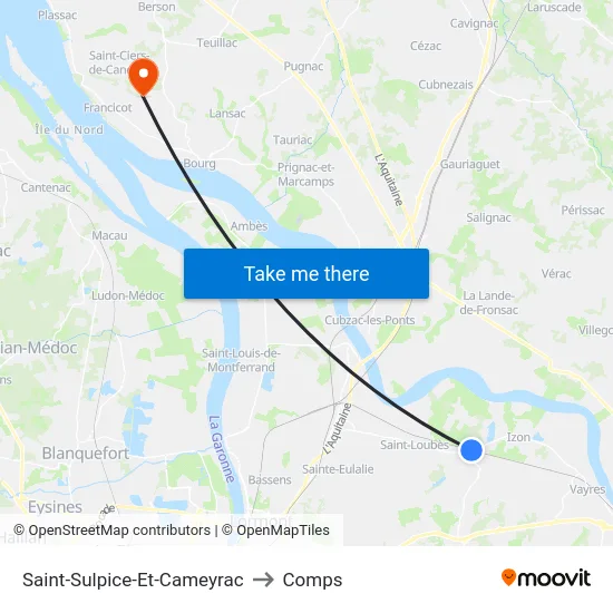Saint-Sulpice-Et-Cameyrac to Comps map