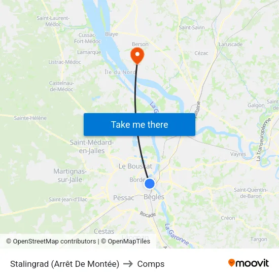 Stalingrad (Arrêt De Montée) to Comps map