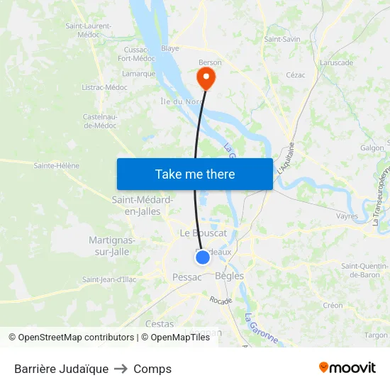 Barrière Judaïque to Comps map