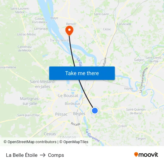 La Belle Étoile to Comps map