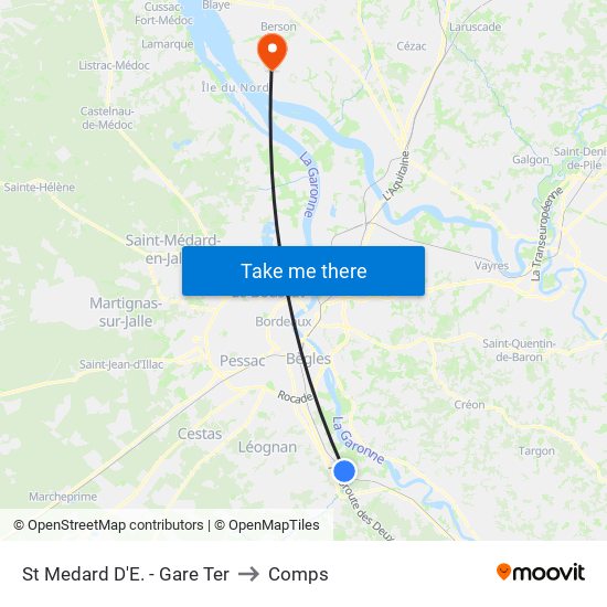 St Medard D'E. - Gare Ter to Comps map