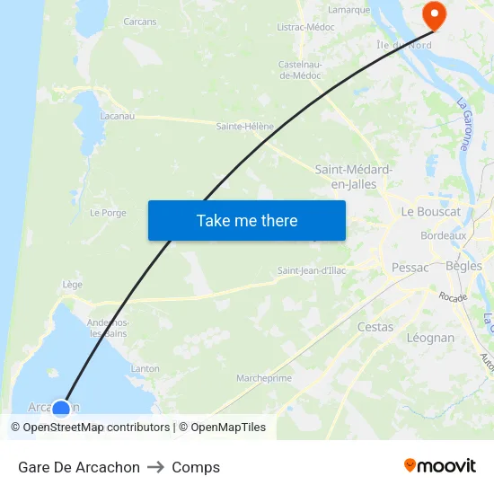 Gare De Arcachon to Comps map