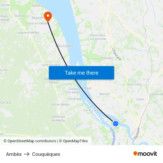 Ambès to Couquèques map