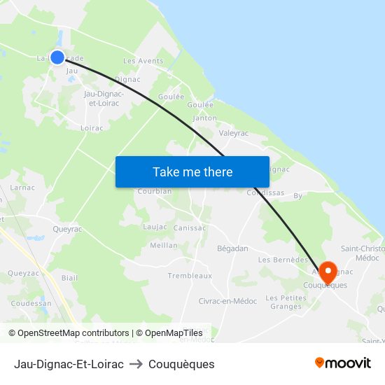 Jau-Dignac-Et-Loirac to Couquèques map