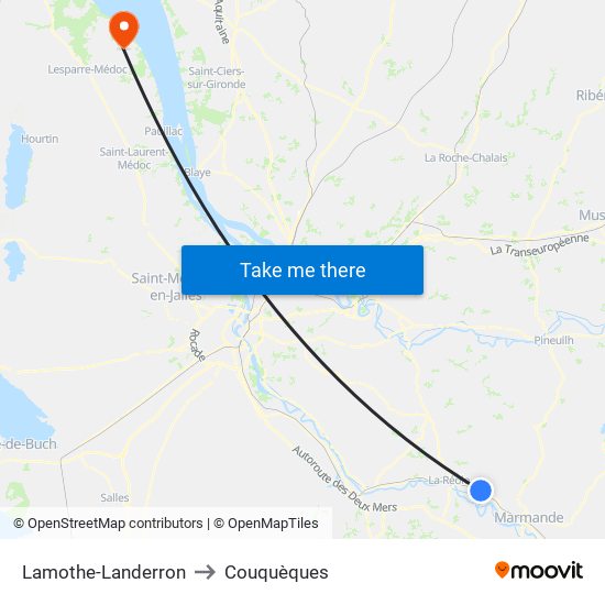 Lamothe-Landerron to Couquèques map