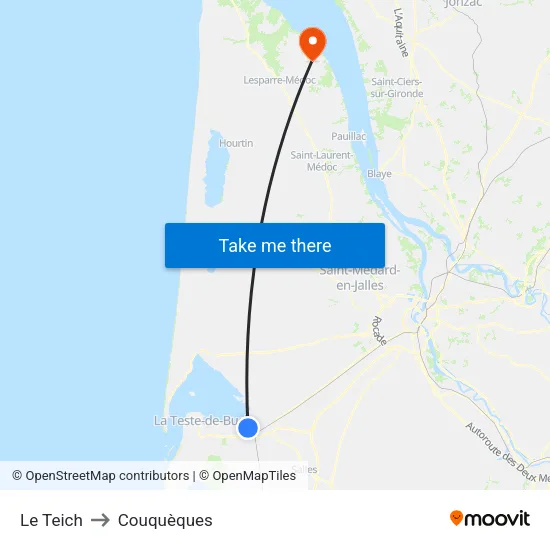Le Teich to Couquèques map