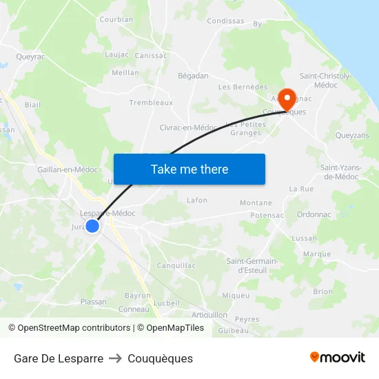 Gare De Lesparre to Couquèques map